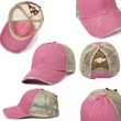 Criss Cross Ponytail Baseball Cap | https://www.bestnamebadges.com