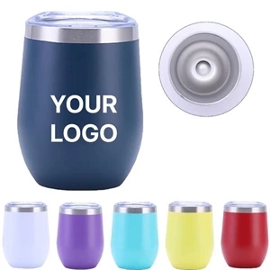 12 Oz Engraved Stainless Steel Wine Cup With Lid Can Cooler | https://www.bestnamebadges.com