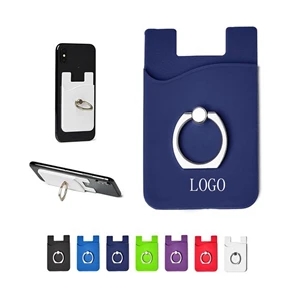 Silicone Phone Wallet Card Holder with Ring stand