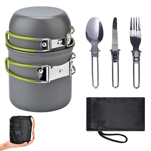 5 Pcs Camping Cookware Mess Kit With Lightweight Pot