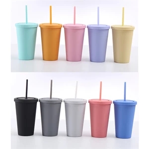 16Oz Colored Acrylic Cups With Lids And Straws