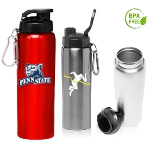 27 oz. BPA free Stainless Steel Sports Bottles w/ Carabiner | https://www.bestnamebadges.com