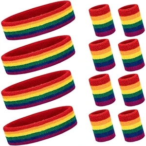 Striped Sweatband Set -1 Headband And 2 Wristbands