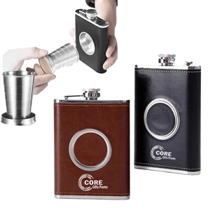 Hip Flask With Collapsible Shot Glass