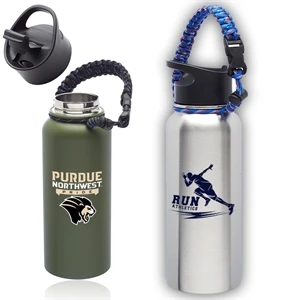 34 oz. Vacuum Insulated Sports Water Bottles w/ Carry Strap | https://www.bestnamebadges.com