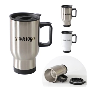 15oz Stainless Steel Doule Wall Car Cup w/ Handle and Lid