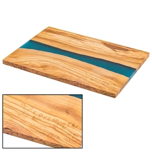 Olive Wood & Blue Resin Serving Cutting Board | https://www.bestnamebadges.com