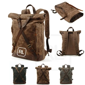 Vintage Waxed Canvas Cowhide Backpack