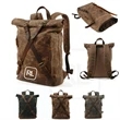 Vintage Waxed Canvas Cowhide Backpack | https://www.bestnamebadges.com