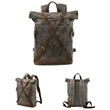Vintage Waxed Canvas Cowhide Backpack | https://www.bestnamebadges.com