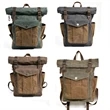 Vintage Waxed Canvas Cowhide Backpack | https://www.bestnamebadges.com