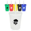 16 oz Plastic Stadium Cups with Lid & Straw | https://www.bestnamebadges.com