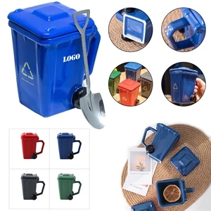 Trash Can Ceramic Coffee Mug With Lid