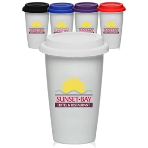 11 oz. Double Wall Ceramic Tumblers with Lid | https://www.bestnamebadges.com