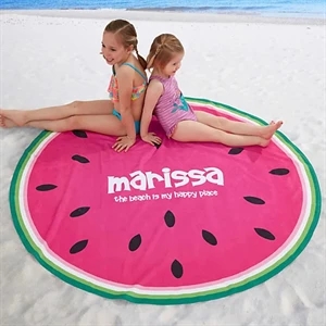 Round Sublimated Plush Microfiber Beach Towel | https://www.bestnamebadges.com