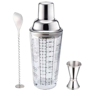 13.5 Oz Glass Cocktail Shaker Printed With Recipes