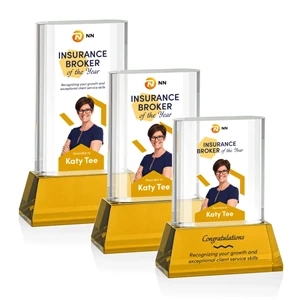 Merit VividPrint™ Award on Base - Amber | https://www.bestnamebadges.com