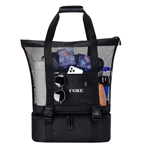 Mesh Beach Bag With Insulated Cooler