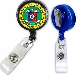 Large Retractable Round Badge Reel w/ Bulldog clip backing | https://www.bestnamebadges.com