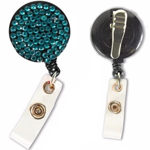 Bling-Rhinestone-Round-Badge-Reels-w-Bulldog-Clip-backing