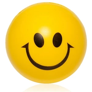 Smiley Face shaped Stress Ball Reliever w/ Custom Logo | https://www.bestnamebadges.com