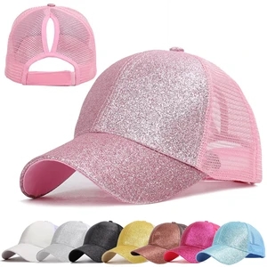 Glitter Ponytail Baseball Cap | https://www.bestnamebadges.com