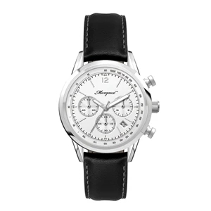 34MM STEEL SILVER CASE, CHRONOGRAPH MVMT, WHITE DIAL, DTE...