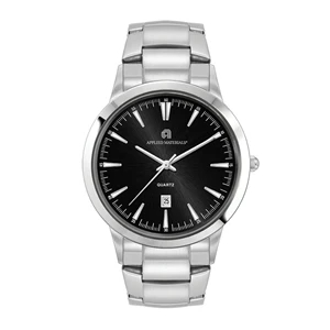 43MM STEEL SILVER CASE, 3 HAND MVMT, BLACK DIAL, DTE DISP...