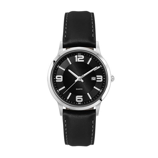 22MM STEEL SILVER CASE, 3 HAND MVMT, BLACK DIAL, DTE DISP...