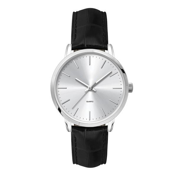 30.5MM METAL SILVER CASE, 3 HAND MVMT, SILVER DIAL, LEATH...