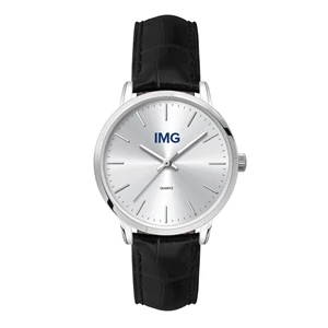 30.5MM METAL SILVER CASE, 3 HAND MVMT, SILVER DIAL, LEATH...