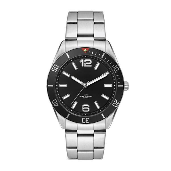 42MM METAL MATTE SILVER CASE, 3 HAND MVMT, BLACK DIAL, BK...