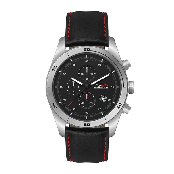 42MM STEEL MATTE SILVER CASE, CHRONOGRAPH MVMT, BLACK DIA...