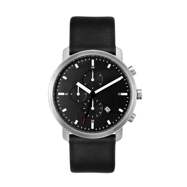 44MM STEEL MATTE SILVER CASE, CHRONOGRAPH MVMT, BLACK DIA...