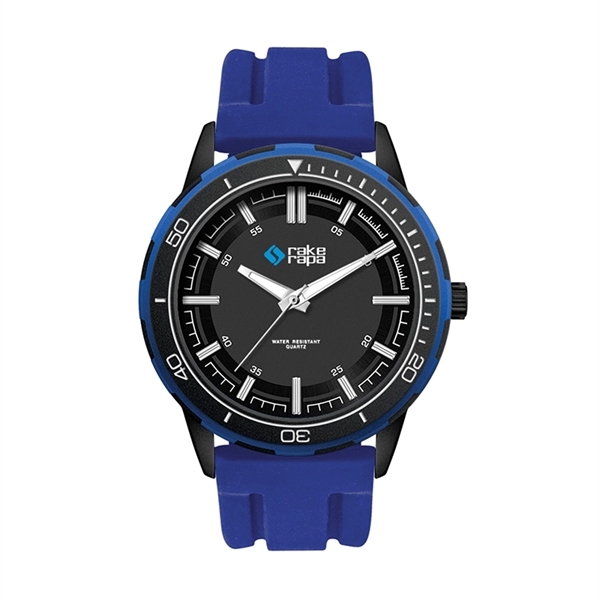 43.5MM METAL BLACK CASE, 3 HAND MVMT, BLACK DIAL, BLUE RI...