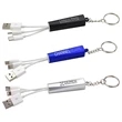 Trey 3-in-1 Light-Up Charging Cable with Keychain | https://www.bestnamebadges.com