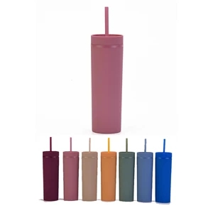 Double Layer Plastic Frosted Rubber Water Cup