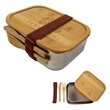 Sophisticate Stainless & Bamboo Bento Box | https://www.bestnamebadges.com