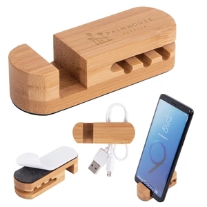 Bamboo Desktop Cable Organizer | https://www.bestnamebadges.com