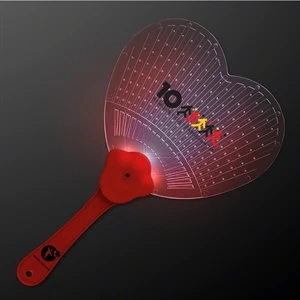 Red Heart Light Up Fancy Hand Fan With Led