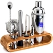 10-Piece Bar Tool Cocktail Shaker Set With Bamboo Stand | https://www.bestnamebadges.com