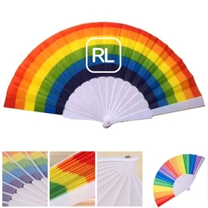 Folding Plastic Fabric Rainbow Hand Fan