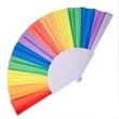 Folding Plastic Fabric Rainbow Hand Fan | https://www.bestnamebadges.com
