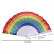 Folding Plastic Fabric Rainbow Hand Fan | https://www.bestnamebadges.com