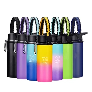 32 Oz Insulated Water Bottle With Straw Lid Paracord Handle