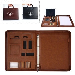 Superior Vegan Leather Business Portfolio With Zipper