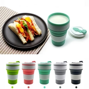 Silicone Portable Folding Water Cup With Lid