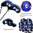 Golf Club Iron Head Covers 12Pcs Set With Top Window | https://www.bestnamebadges.com