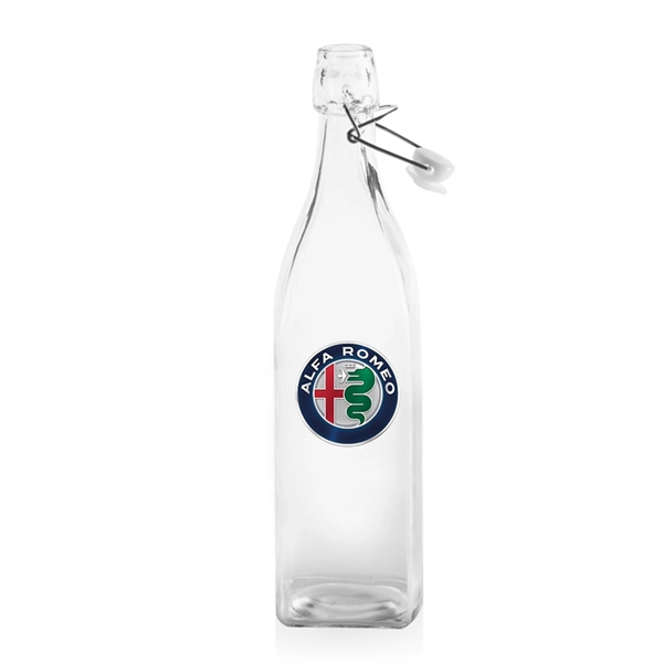 34 oz. Wire Lid Square Carafe Glass Water Bottles