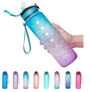32Oz Motivational Water Bottle With Time Marker